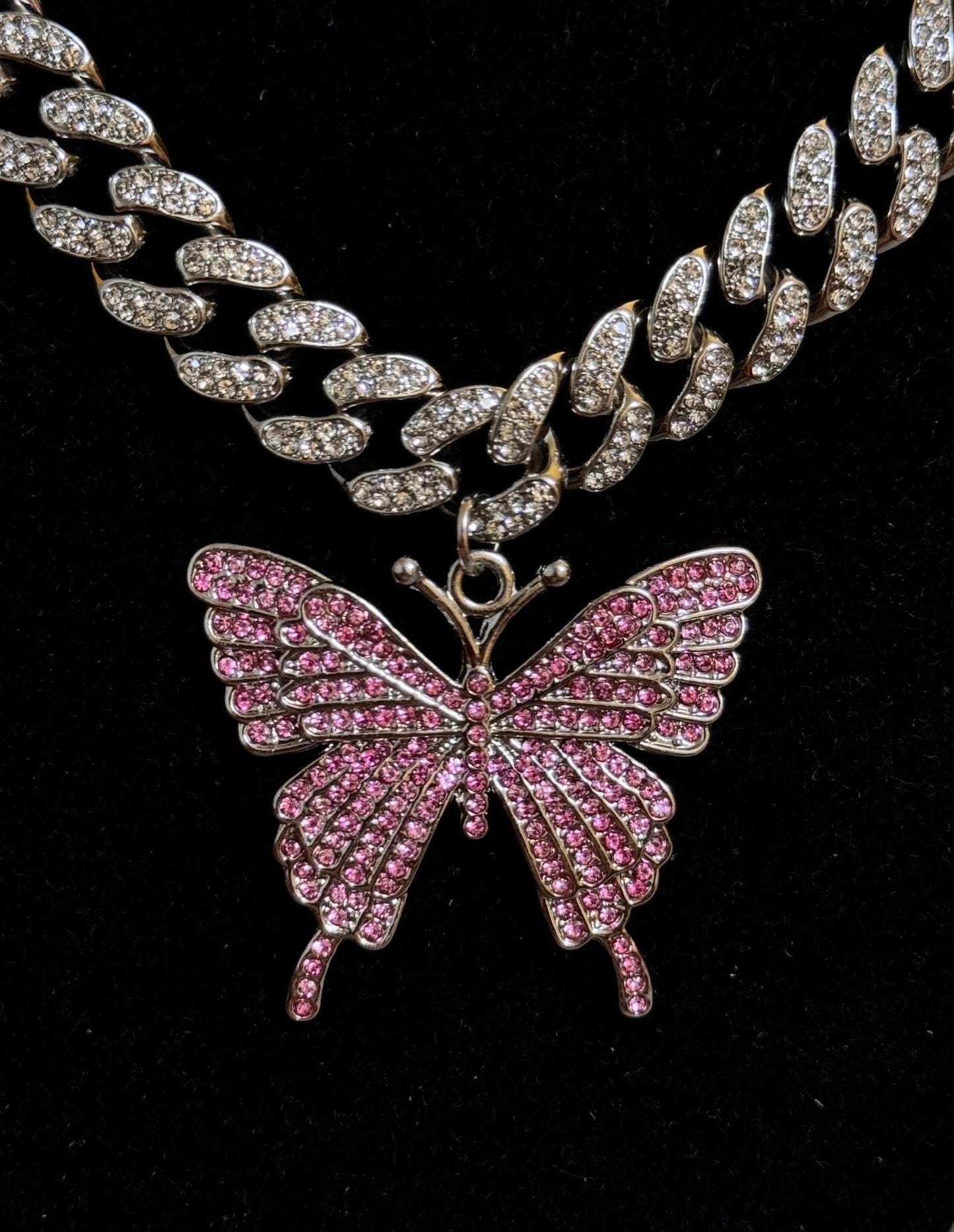 Colier Half Cuban Clasic Butterfly Pink - Icedout.nm